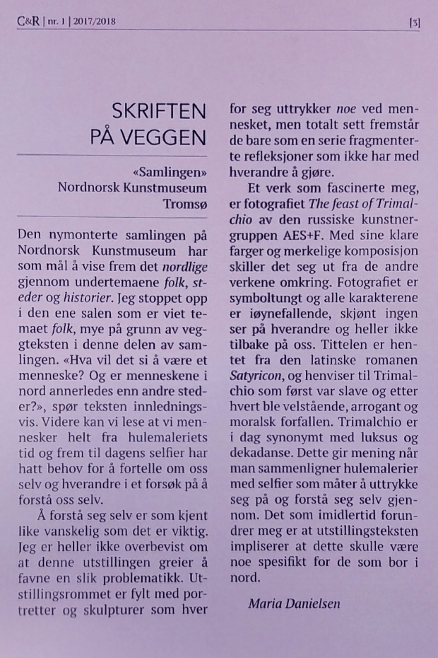Maria Danielsens kritikk Skriften på veggen