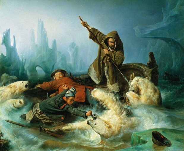 Kamp med isbjørner av François-Auguste Biard (1839)